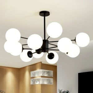 Lustra Suspendata 12 Socluri E27 Neagra LZ618-12