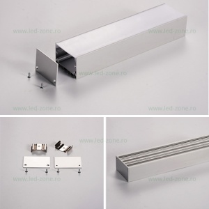 Profil Aluminiu Aplicat Dispersor Mat 1M 37.8MM - Img 2