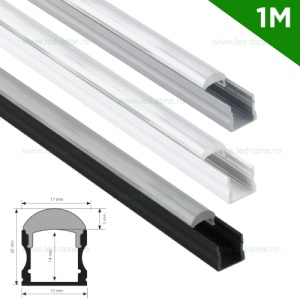Profil Aluminiu Aplicat Dispersor Transparent 1M 11MM LZ9893 - Img 1