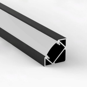 Profil Aluminiu Aplicat Negru 90 Grade Dispersor Alb 2M 12.5MM
