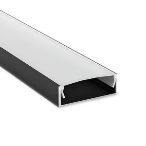 Profil Aluminiu Aplicat Negru Dispersor Alb 2M 27MM - Img 3