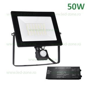 Proiector LED 50W Senzor HELIOS Negru Emergenta - Img 1