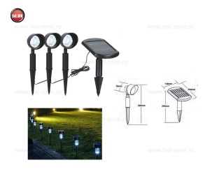 Proiector LED Gradina Solar Set 3 Bucati MAGIC