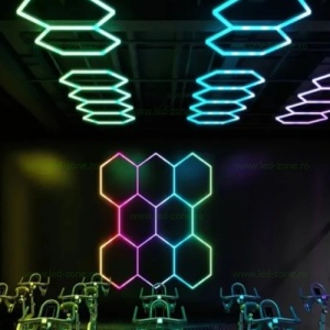 Set 8 Hexagoane LED Honeycomb RGB Digitale Tuburi 460mm - Img 4