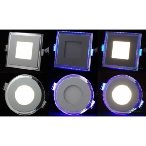 Spot LED 15W Patrat Alb Rece Contur Albastru