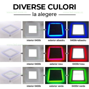 Spot LED 16W Patrat Alb Rece Contur Color Aplicat - Img 2