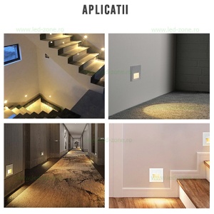 Spot LED 2W Patrat Alb Trepte  - Img 2