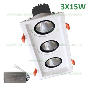 Spot LED 3X15W Dreptunghiular LZ01 Alb Emergenta - Img 1