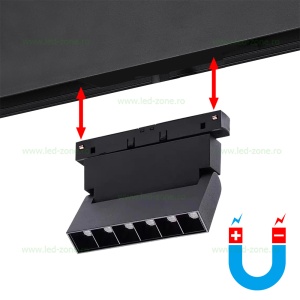 Spot LED Magnetic 6W Liniar Clar Negru Reglabil