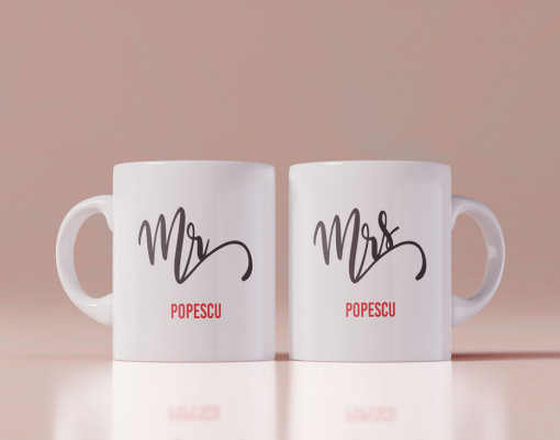 Set 2 cani personalizate Mr and Mrs