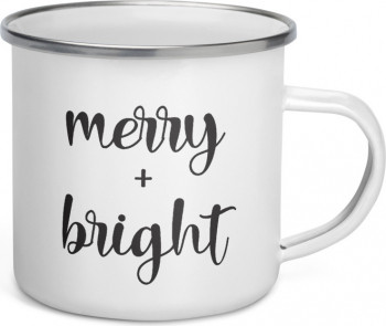 Cana metalica emailata personalizata Merry and Bright