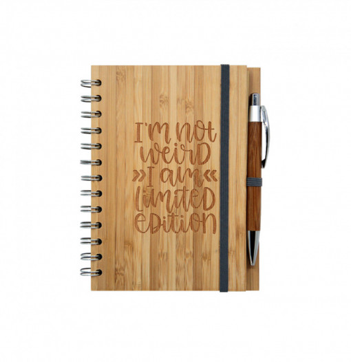 Carnetel din bambus cu pix I am not weird, I am limited edition