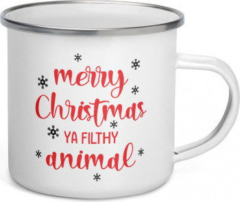 Cana metalica emailata personalizata Merry Christmas ya filthy animal