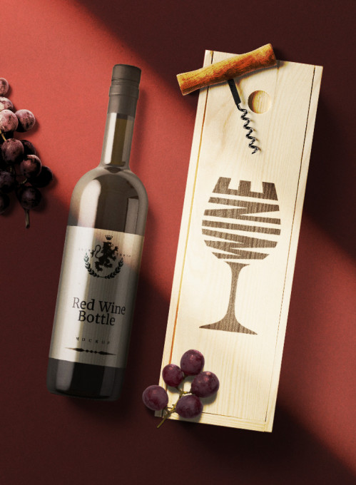 Cutie personalizata din lemn pentru vin Wine