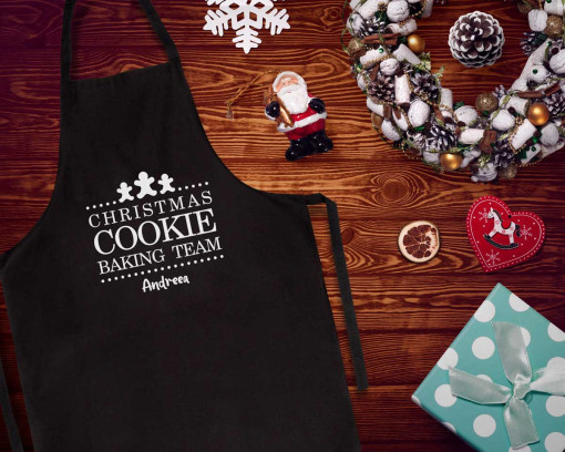 Sort de bucatarie personalizat cu nume Christmas cookie baking team