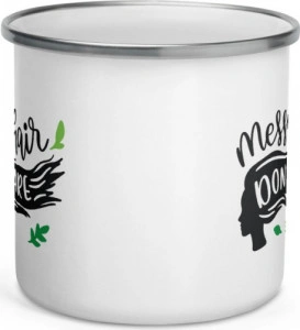 Cana metalica emailata personalizata Messy hair don t care - Img 2