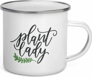 Cana metalica emailata personalizata Plant lady