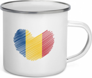 Cana metalica emailata personalizata Romania Inima