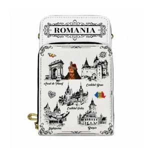 Geantă de umăr România cu obiective turistice și 2 buzunare