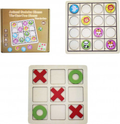 Joc Din Lemn 2 in 1 X si 0 si Sudoku animale