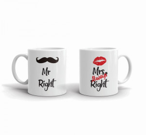 Set 2 cani personalizate Mr Right and Mrs Always Right - Img 4