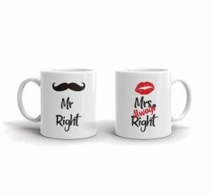 Set 2 cani personalizate Mr Right and Mrs Always Right - Img 4