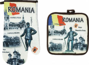 Set bucatarie imprimeu Peles Romania 2 buc