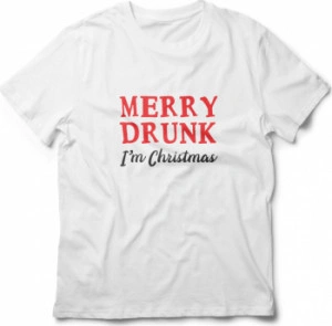 Tricou unisex personalizat Merry Drunk I m Christmas