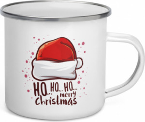 Cana metalica emailata personalizata Ho Ho Ho Merry Christmas
