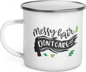 Cana metalica emailata personalizata Messy hair don t care - Img 3