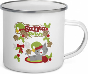 Cana metalica emailata personalizata Santa Paws