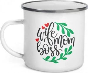 Cana metalica emailata personalizata Wife mom boss - Img 3
