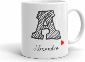 Cana personalizata cu nume Initiala desenata