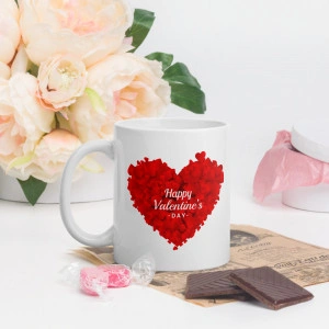 Cana personalizata Happy Valentine s Day inimi