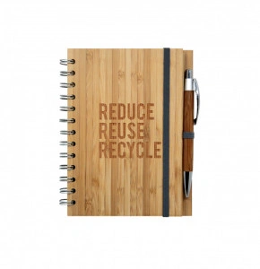 Carnetel din bambus cu pix Reduce Reuse Recycle