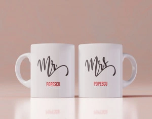 Set 2 cani personalizate Mr and Mrs