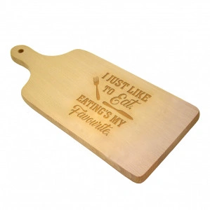 Tocator lemn clasic personalizat I just like to eat, eating is my favourite - Img 3