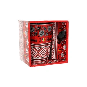 Cana cu lingurita Romania 10.6 cm Rosu + Negru - Img 2
