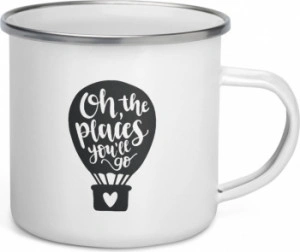 Cana metalica emailata personalizata Oh the places you ll go