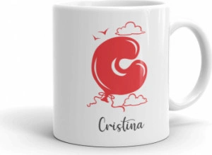 Cana personalizata cu nume Initiala balon