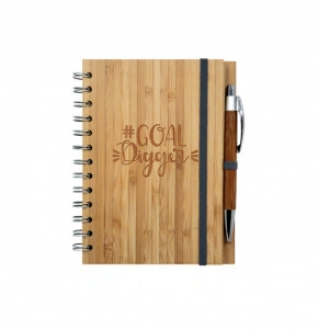 Carnetel din bambus cu pix Goal digger