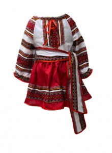 Costum popular pentru fetite, alb-rosu, 3 piese - Img 3