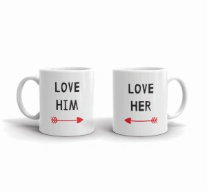 Set 2 cani personalizate LOVE HER LOVE HIM - Img 4