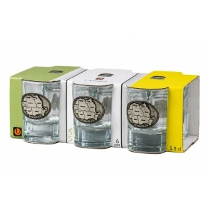 Set 6 pahare shot din sticlă, 5,5 cl, cu harta României – suvenir