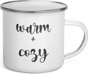 Cana metalica emailata personalizata Warm and Cozy