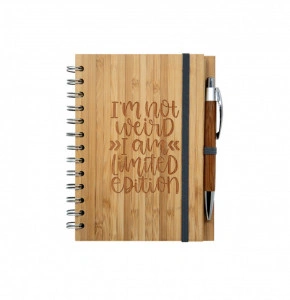 Carnetel din bambus cu pix I am not weird, I am limited edition