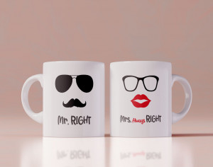 Set 2 cani personalizate Mr Right and Mrs Always Right 3 - Img 1