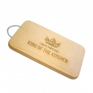 Tocator lemn maner metal personalizat cu nume King of the kitchen - Img 2