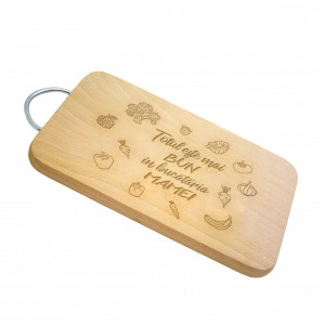 Tocator lemn maner metal personalizat Totul este mai bun in bucataria mamei - Img 2