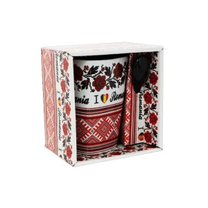 Cana cu lingurita Romania 10.6cm Alb + negru - Img 2